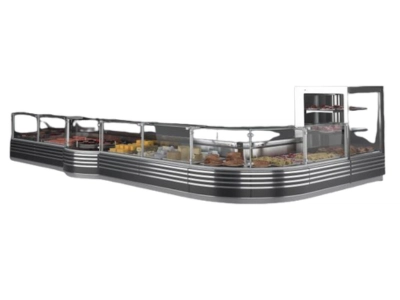 Banco frigo nero con isola espositiva per carne – Frigo Control Ticino