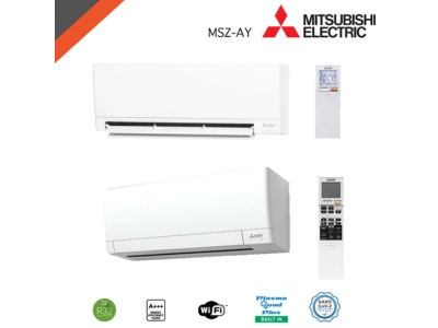 Climatizzatore linea PLUS Mitsubishi AY singolo con unità interna bianca e telecomando, classe energetica A+++ – Frigo Control Ticino