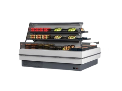Isola refrigerata con ripiani espositivi per piatti pronti e alimenti freschi, ideale per supermercati e gastronomie in Ticino – Frigo Control