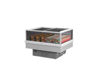 Isola refrigerata compatta per esposizione di bevande e alimenti confezionati, ideale per negozi e supermercati in Ticino – Frigo Control