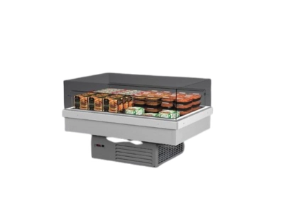 Isola refrigerata bassa per esposizione di alimenti confezionati e pronti, adatta a supermercati e negozi in Ticino – Frigo Control