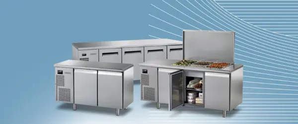 Tavoli refrigerati e banchi pizza in acciaio inox per conservazione e preparazione di alimenti, ideali per cucine professionali in Ticino – Frigo Control