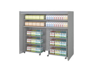 Banco murale refrigerato con sportelli in vetro per prodotti freschi – Ticino